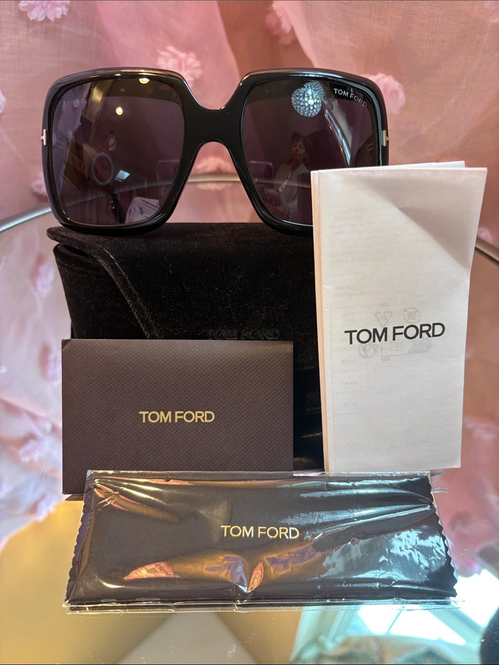 Tom Ford Aurora TF1194 01A Oversized Square Sunglasses Black / Smoke